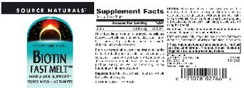 Source Naturals Biotin Fast Melt 10,000 mcg - supplement