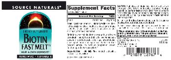 Source Naturals Biotin Fast Melt 10,000 mcg - supplement