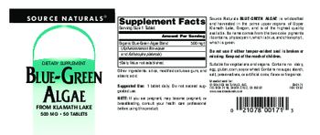 Source Naturals Blue-Green Algae 500 mg - supplement