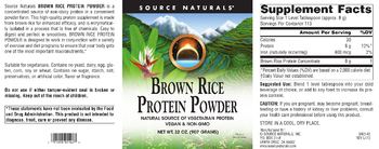 Source Naturals Brown Rice Protein Powder - supplement