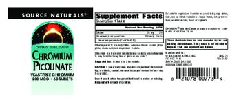 Source Naturals Chromium Picolinate 200 mcg - supplement