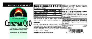 Source Naturals Coenzyme Q10 100 mg - supplement