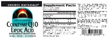 Source Naturals Coenzyme Q10 Lipoic Acid 30 mg / 30 mg - supplement