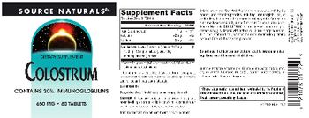 Source Naturals Colostrum 650 mg - supplement