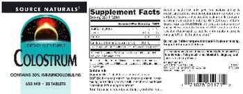 Source Naturals Colostrum 650 mg - supplement