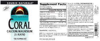 Source Naturals Coral Calcium/Magnesium 2:1 Ratio - supplement