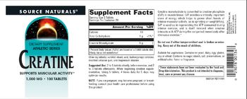 Source Naturals Creatine 1,000 mg - supplement