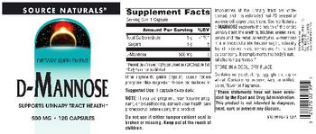 Source Naturals D-Mannose 500 mg - supplement