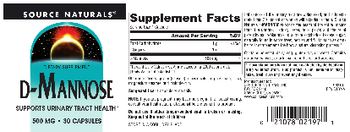 Source Naturals D-Mannose 500 mg - supplement