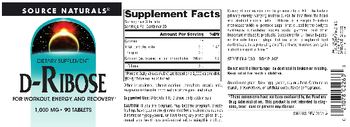 Source Naturals D-Ribose 1,000 mg - supplement