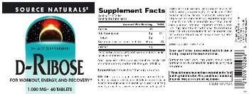 Source Naturals D-Ribose 1,000 mg - supplement