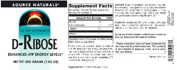 Source Naturals D-Ribose - supplement