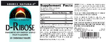 Source Naturals D-Ribose Fruit Flavored - supplement