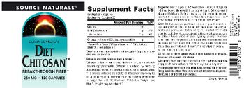 Source Naturals Diet Chitosan 250 mg - supplement