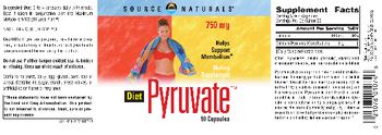 Source Naturals Diet Pyruvate 750 mg - supplement