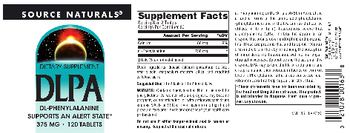 Source Naturals DLPA 375 mg - supplement