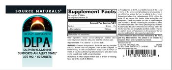 Source Naturals DLPA 375 mg - supplement