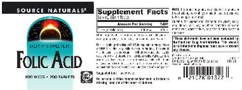 Source Naturals Folic Acid 800 mcg - supplement