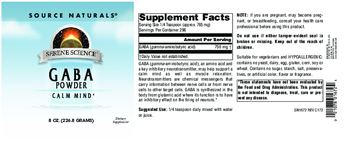 Source Naturals GABA Powder - supplement