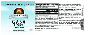 Source Naturals GABA Powder - supplement