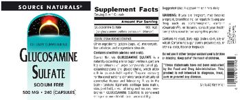 Source Naturals Glucosamine Sulfate 500 mg - supplement