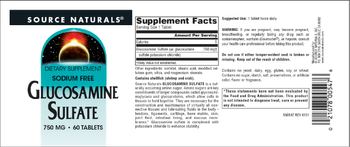 Source Naturals Glucosamine Sulfate 750 mg - supplement