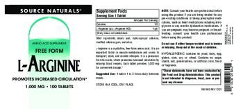 Source Naturals L-Arginine 1,000 mg - amino acid supplement