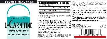 Source Naturals L-Carnitine 500 mg - supplement