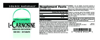 Source Naturals L-Carnosine 500 mg - supplement
