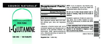Source Naturals L-Glutamine 500 mg - amino acid supplement