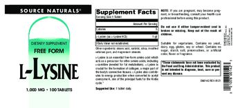 Source Naturals L-Lysine 1,000 mg - supplement