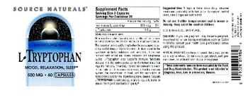 Source Naturals L-Tryptophan 500 mg - supplement