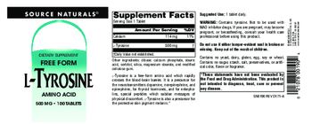 Source Naturals L-Tyrosine 500 mg - supplement