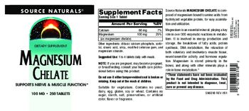 Source Naturals Magnesium Chelate 100 mg - supplement