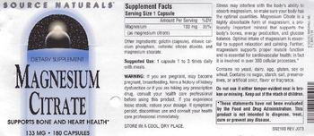 Source Naturals Magnesium Citrate 133 mg - supplement