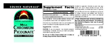 Source Naturals Mega Chromium Picolinate 300 mcg - supplement
