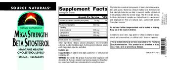 Source Naturals Mega Strength Beta Sitosterol 375 mg - supplement