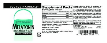 Source Naturals Melatonin 3 mg - supplement