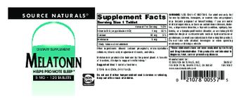 Source Naturals Melatonin 5 mg - supplement