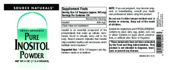 Source Naturals Pure Inositol Powder - supplement