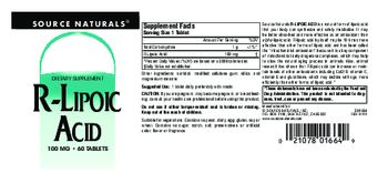 Source Naturals R-Lipoic Acid 100 mg - supplement