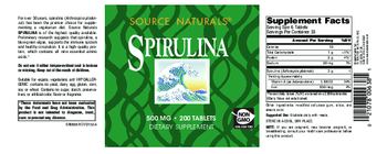 Source Naturals Spirulina 500 mg - supplement