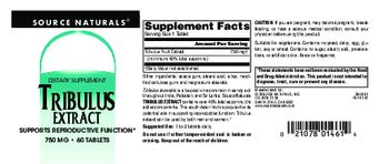 Source Naturals Tribulus Extract 750 mg - supplement