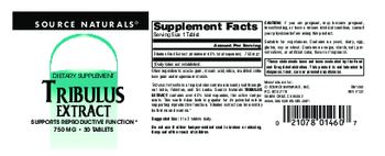 Source Naturals Tribulus Extract 750 mg - supplement