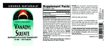 Source Naturals Vanadyl Sulfate 10 mg - supplement
