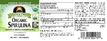 Source Naturals Vegan True Organic Spirulina 500 mg - supplement