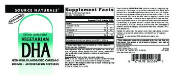 Source Naturals Vegetarian DHA 200 mg - supplement