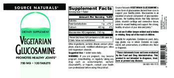 Source Naturals Vegetarian Glucosamine 750 mg - supplement