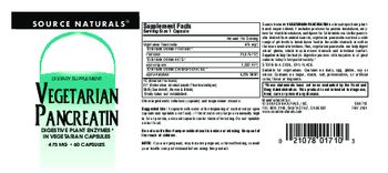 Source Naturals Vegetarian Pancreatin 475 mg - supplement