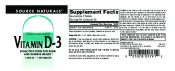 Source Naturals Vitamin D-3 1,000 IU - supplement